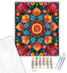 Számfestő Virágos Mandala Rózsákkal és Tulipánokkal - számfestő készlet - 40×50 cm (Keretre feszítve) (crea6508-40X50-KF)