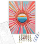  Színes Sugarak és Napkorong - számfestő készlet - 40×50 cm (Keretre feszítve)
