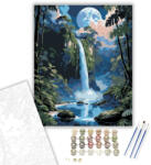  Holdfényes Dzsungel Vízesés - számfestő készlet - 40×50 cm (Keretre feszítve)