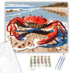  Piros Rák a Napfényes Parton - számfestő készlet - 40×50 cm (Keretre feszítve)