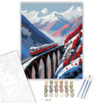  Hegyi Viadukton Átkelő Vonat - számfestő készlet - 40×50 cm (Keretre feszítve)