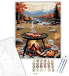 Számfestő Bacon Sütése Őszi Tájban - számfestő készlet - 40×50 cm (Keretre feszítve) (crea6258-40X50-KF)