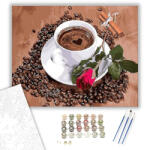  Rózsa és Kávé - számfestő készlet - 40×50 cm (Keretre feszítve)