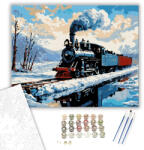 Téli Gőzös Utazás - számfestő készlet - 40×50 cm (Keretre feszítve)