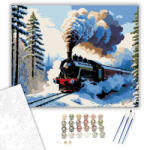  Téli Expressz Utazás - számfestő készlet - 40×50 cm (Keretre feszítve)