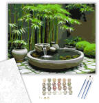 Számfestő Bambusz és Medence Japánkertben - számfestő készlet - 40×50 cm (Keretre feszítve) (crea5711-40X50-KF)