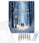 Számfestő Romantikus Téli Séta a Havas Erdőben - számfestő készlet - 40×50 cm (Keretre feszítve) (crea6370-40X50-KF)