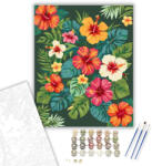  Trópusi Hibiszkusz és Lomb Mandala - számfestő készlet - 40×50 cm (Keretre feszítve)