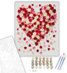  Színes Rózsaszirmok Szív Alakban - számfestő készlet - 40×50 cm (Keretre feszítve)