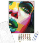  Színes női arc - számfestő készlet - 40×50 cm (Keretre feszítve)