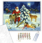 Számfestő Télapó állatokkal - számfestő készlet - 40×50 cm (Keretre feszítve) (crea567-40X50-KF)