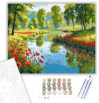  Pipacsok a Folyóparton - számfestő készlet - 40×50 cm (Keretre feszítve)