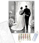  Esküvői Pár Virágkapu Alatt - számfestő készlet - 40×50 cm (Keretre feszítve)