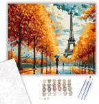  Őszi Párizsi Séta - számfestő készlet - 40×50 cm (Keretre feszítve)