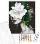  Fehér virágos arc - számfestő készlet - 40×50 cm (Keretre feszítve)