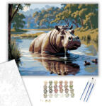 Számfestő Vízparti Víziló - számfestő készlet - 40×50 cm (Keretre feszítve) (crea5556-40X50-KF)