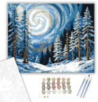  Forgó Téli Éjszaka - számfestő készlet - 40×50 cm (Keretre feszítve)