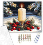 Gyertyafényes Téli Nyugodtság - számfestő készlet - 40×50 cm (Keretre feszítve)