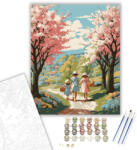  Húsvéti Tojásvadászat Virágzó Ligetben - számfestő készlet - 40×50 cm (Keretre feszítve)
