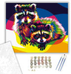 Számfestő Színes mosómedvék - számfestő készlet - 40×50 cm (Keretre feszítve) (crea1299-40X50-KF)