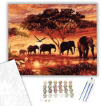 Számfestő Elefánt Vándorlás - számfestő készlet - 40×50 cm (Keretre feszítve) (ujszam059-40X50-KF)