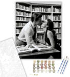  Titkos Csók a Könyvtárban - számfestő készlet - 40×50 cm (Keretre feszítve)