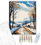  Téli Út Varázsa - számfestő készlet - 40×50 cm (Keretre feszítve)