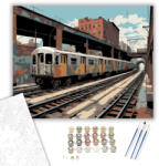 Számfestő Graffiti Borította Metróvonat Városi Környezetben - számfestő készlet - 40×50 cm (Keretre feszítve) (crea7173-40X50-KF)