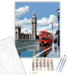  Big Ben és a Piros Busz - számfestő készlet - 80×100 cm (Keretre feszítve)