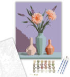  Pasztell Virágok Geometrikus Vázákban - számfestő készlet - 40×50 cm (Keretre feszítve)