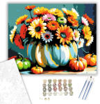  Virágos tökcsendélet - számfestő készlet - 40×50 cm (Keretre feszítve)