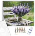  Levendulacsokor a Kerti Padon - számfestő készlet - 40×50 cm (Keretre feszítve)