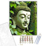  Buddha Arca Erdő Harmóniájában - számfestő készlet - 80×100 cm (Keretre feszítve)
