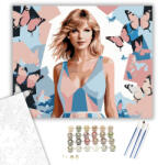 Taylor Swift Portré - számfestő készlet - 40×50 cm (Keretre feszítve)