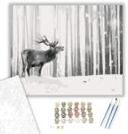 Szarvasi a Hóban - számfestő készlet - 40×50 cm (Keretre feszítve)