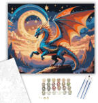 Számfestő Naplementében Tündöklő Sárkány - számfestő készlet - 40×50 cm (Keretre feszítve) (crea7419-40X50-KF)