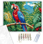  Ara Papagáj a Dzsungelben - számfestő készlet - 40×50 cm (Keretre feszítve)