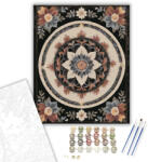  Virágos Mandala Bonyolult Mintázattal - számfestő készlet - 40×50 cm (Keretre feszítve)