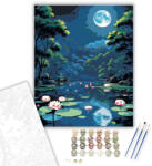  Lótusz Lámpások Holdfényes Éjszakán - számfestő készlet - 40×50 cm (Keretre feszítve)