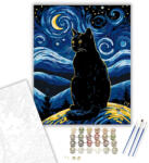  Éjszakai Csillagok Macskája - számfestő készlet - 40×50 cm (Keretre feszítve)
