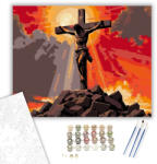  Jézus a Kereszten Naplementében - számfestő készlet - 40×50 cm (Keretre feszítve)