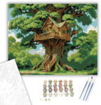  Tölgyfa Lombház - számfestő készlet - 40×50 cm (Keretre feszítve)