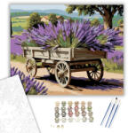  Régi Fakocsi Levendulával - számfestő készlet - 40×50 cm (Keretre feszítve)