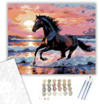 Számfestő Fekete Csődör a Tengerparton - számfestő készlet - 40×50 cm (Keretre feszítve) (crea5927-40X50-KF)