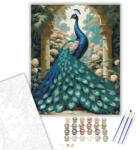 Számfestő Páva a Nyári Kertben - számfestő készlet - 40×50 cm (Keretre feszítve) (crea5963-40X50-KF)