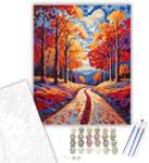  Őszi Absztrakt Erdő Útvonal - számfestő készlet - 40×50 cm (Keretre feszítve)