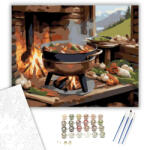  Ragu Készítése Kandalló Tüzénél - számfestő készlet - 40×50 cm (Keretre feszítve)