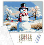  Hóember Vidámság - számfestő készlet - 40×50 cm (Keretre feszítve)