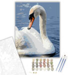  Hattyú a Hullámzó Vízfelszínen - számfestő készlet - 40×50 cm (Keretre feszítve)