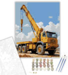  Sárga Darus Teherautó Építkezésen - számfestő készlet - 40×50 cm (Keretre feszítve)